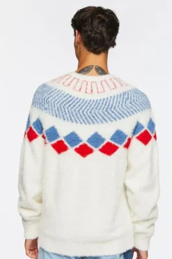 Fuzzy Knit Geo Pattern Sweater
