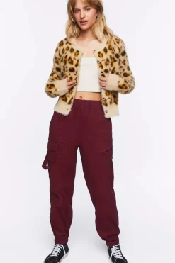 Fuzzy Knit Leopard Cardigan Sweater