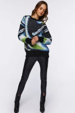 Fuzzy Marble Print Sweater