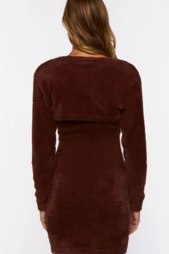 Fuzzy Mini Dress & Shrug Sweater Set