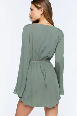 Gauze Bell-Sleeve Mini Dress