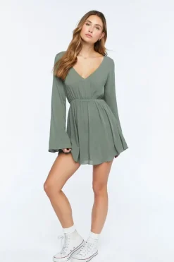Gauze Bell-Sleeve Mini Dress