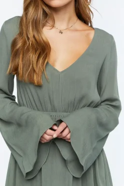 Gauze Bell-Sleeve Mini Dress