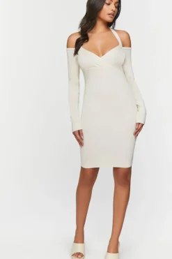 Gauze Surplice Halter Mini Dress
