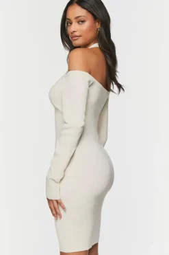 Gauze Surplice Halter Mini Dress