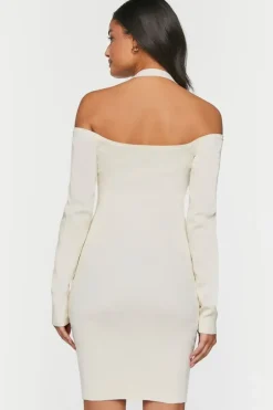 Gauze Surplice Halter Mini Dress
