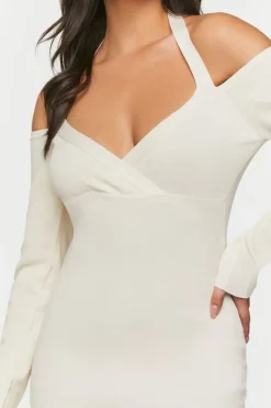 Gauze Surplice Halter Mini Dress