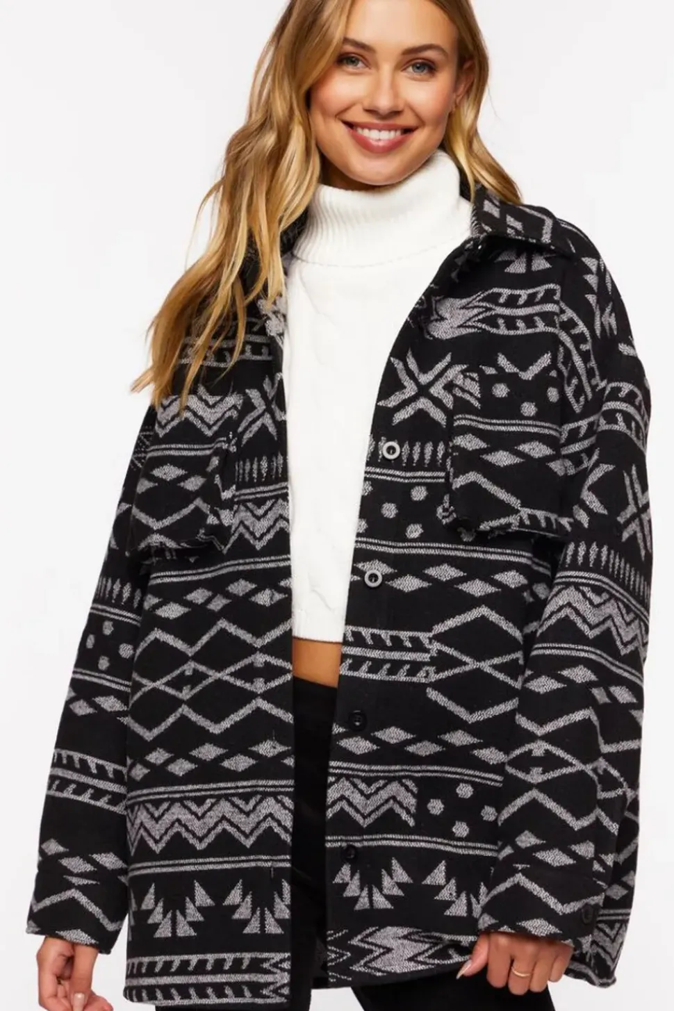 Geo Drop-Sleeve Shacket