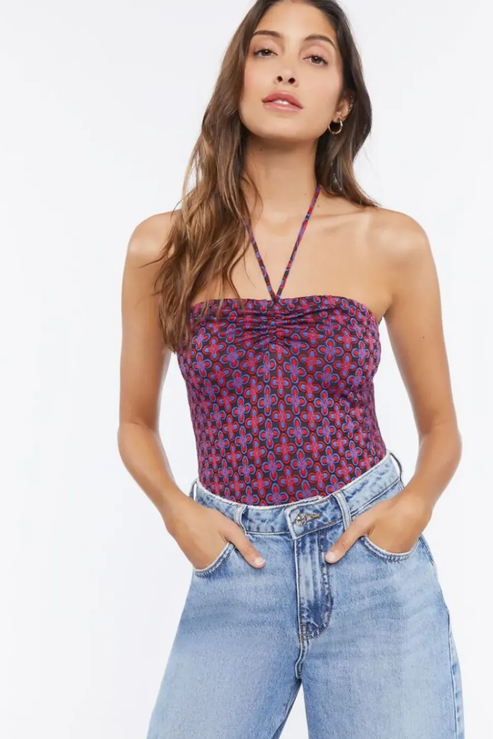 Geo Floral Halter Bodysuit