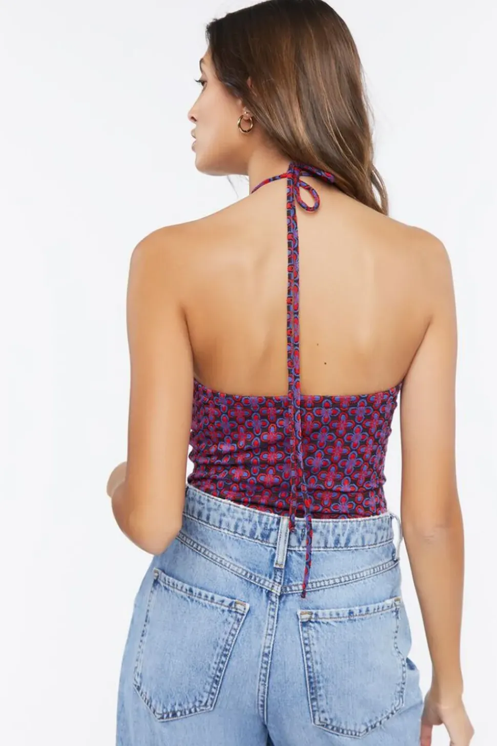 Geo Floral Halter Bodysuit