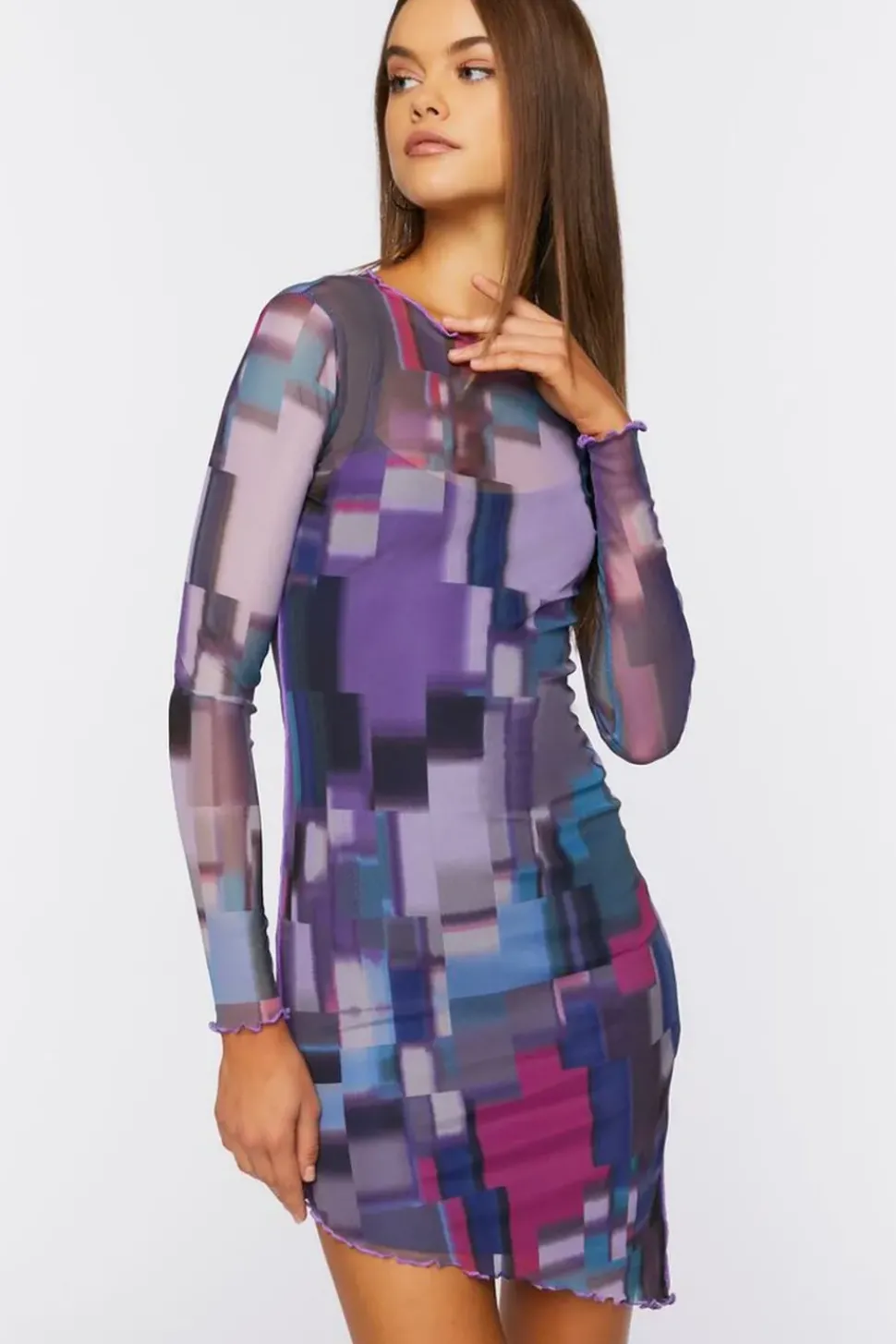 Geo Mesh Bodycon Mini Dress