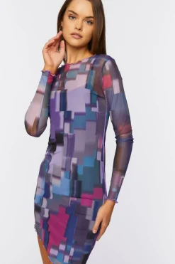 Geo Mesh Bodycon Mini Dress
