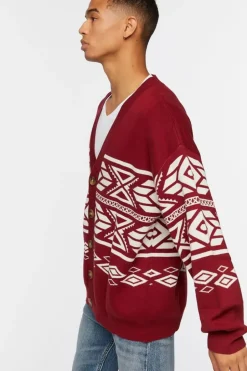 Geo Print Cardigan Sweater