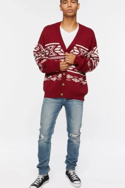 Geo Print Cardigan Sweater