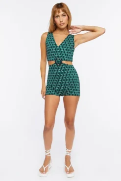 Geo Print Cutout Romper