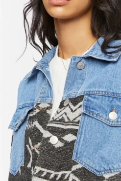 Geo Print Denim Trucker Jacket