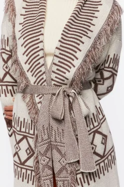 Geo Print Longline Cardigan Sweater