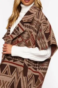 Geo Print Open-Front Poncho