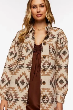 Geo Print Raw-Cut Shacket