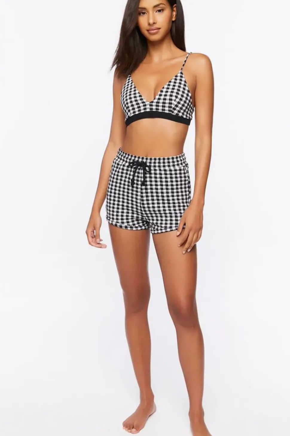 Gingham Crop Top & Shorts Set