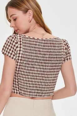 Gingham Cutout Crop Top