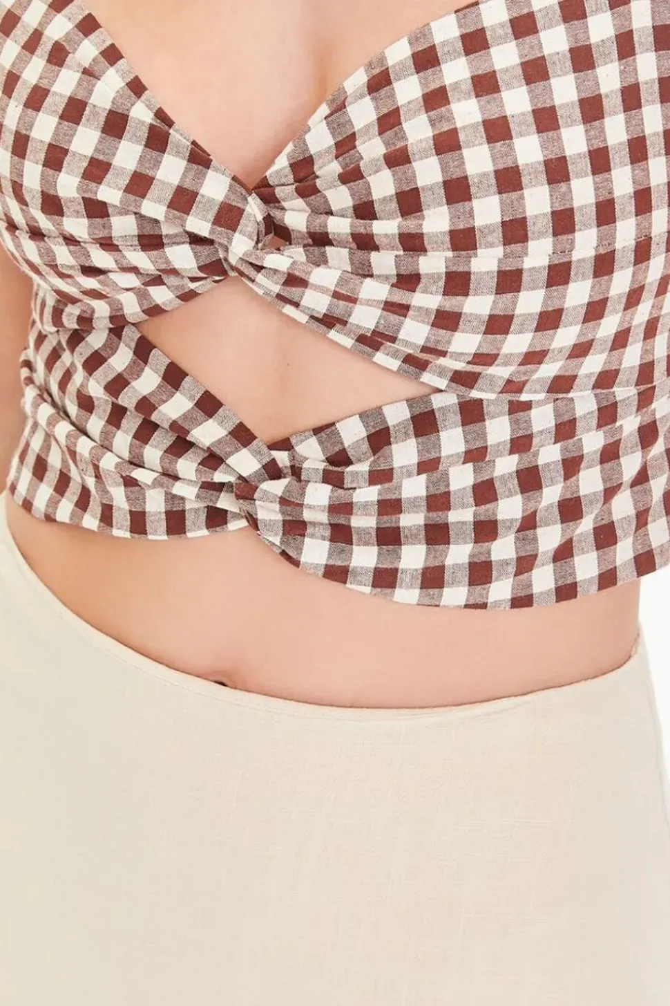 Gingham Cutout Crop Top