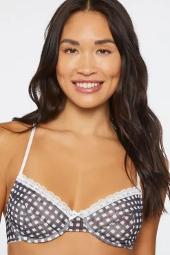 Gingham Underwire Mesh Bra