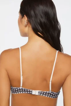 Gingham Underwire Mesh Bra
