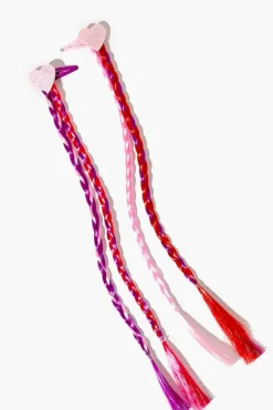 Girls Braided Hair Heart Snap Clip Set (Kids)