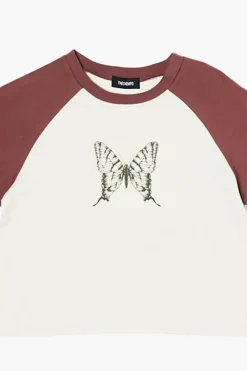 Girls Butterfly Graphic Baseball Tee (Kids)