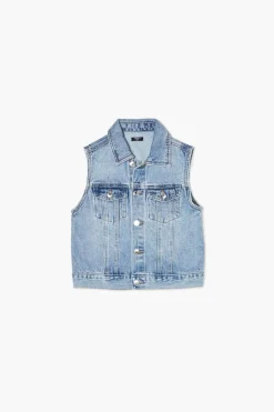 Girls Button-Up Denim Vest (Kids)