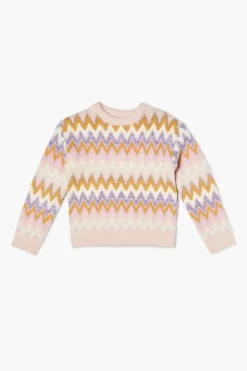 Girls Chevron Fuzzy-Knit Sweater (Kids)