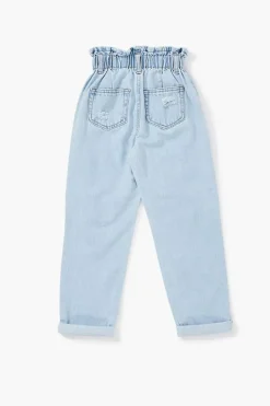 Girls Distressed Paperbag Jeans (Kids)