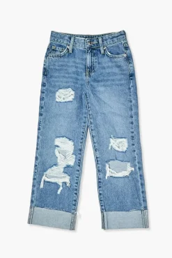 Girls Distressed Straight-Leg Jeans (Kids)