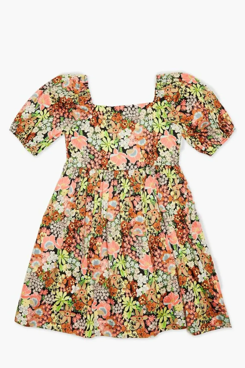 Girls Floral Print Puff-Sleeve Dress (Kids)