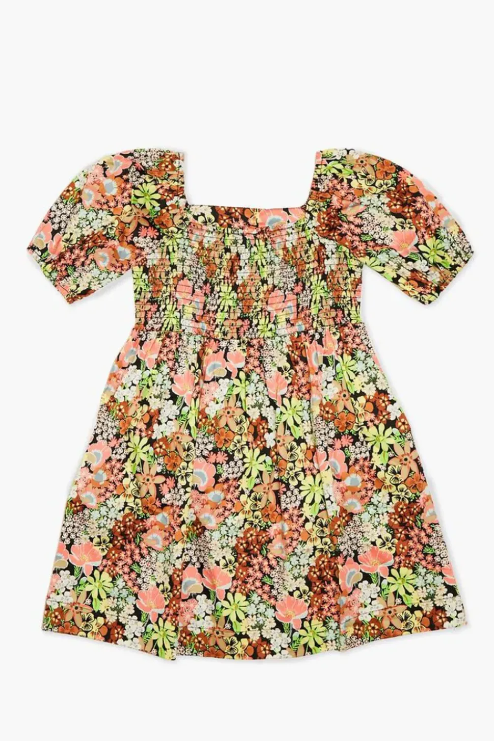 Girls Floral Print Puff-Sleeve Dress (Kids)