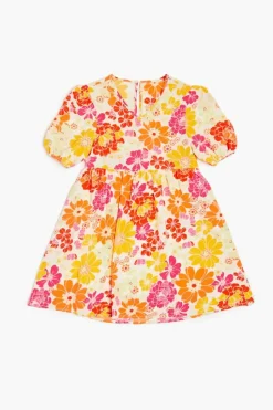 Girls Floral Puff-Sleeve Dress (Kids)