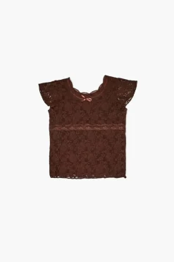 Girls Lace Butterfly Sleeve Top (Kids)