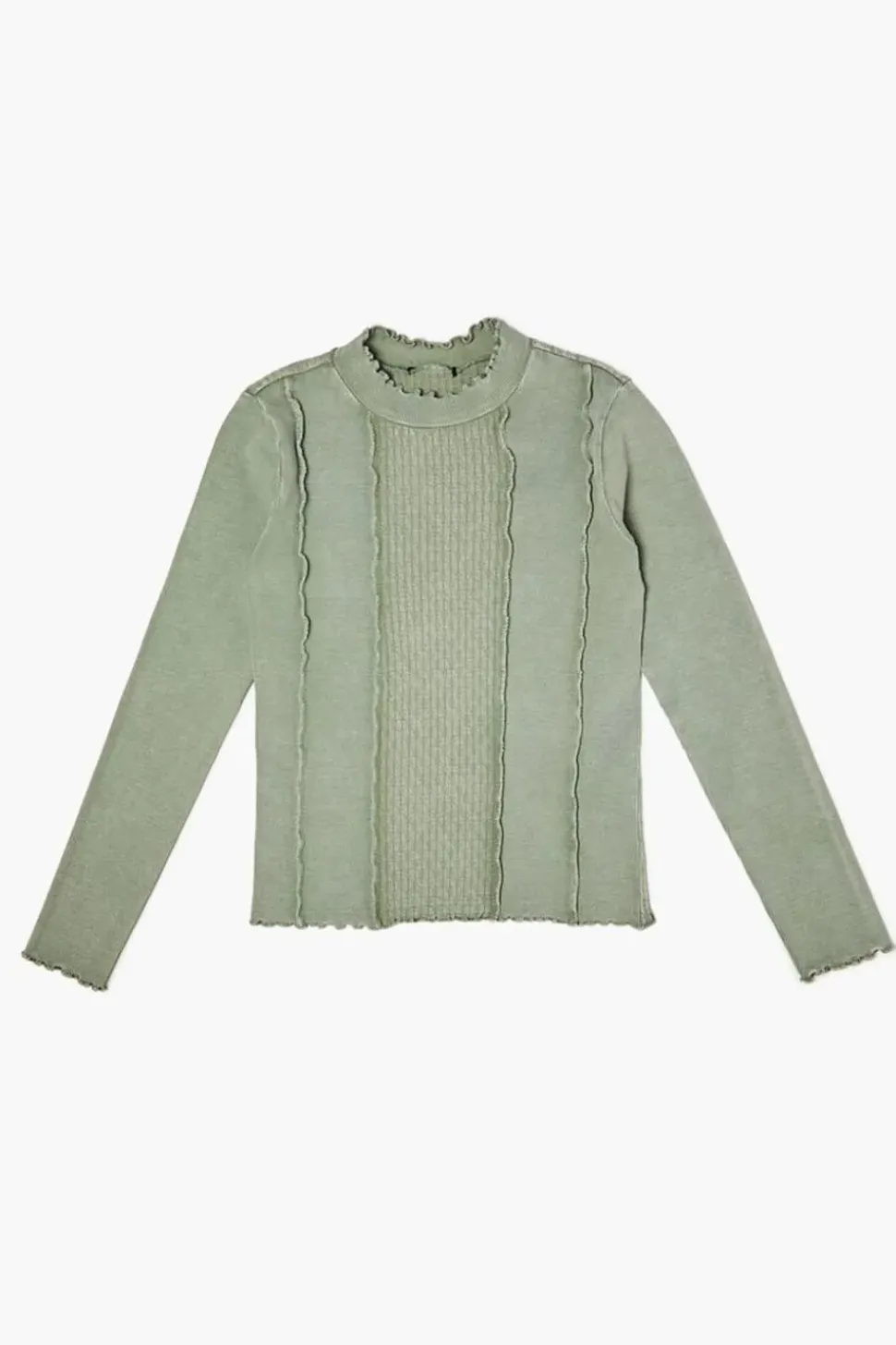 Girls Mock Neck Lettuce-Trim Top (Kids)