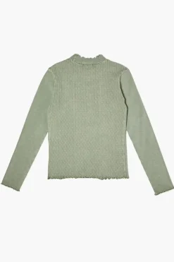 Girls Mock Neck Lettuce-Trim Top (Kids)