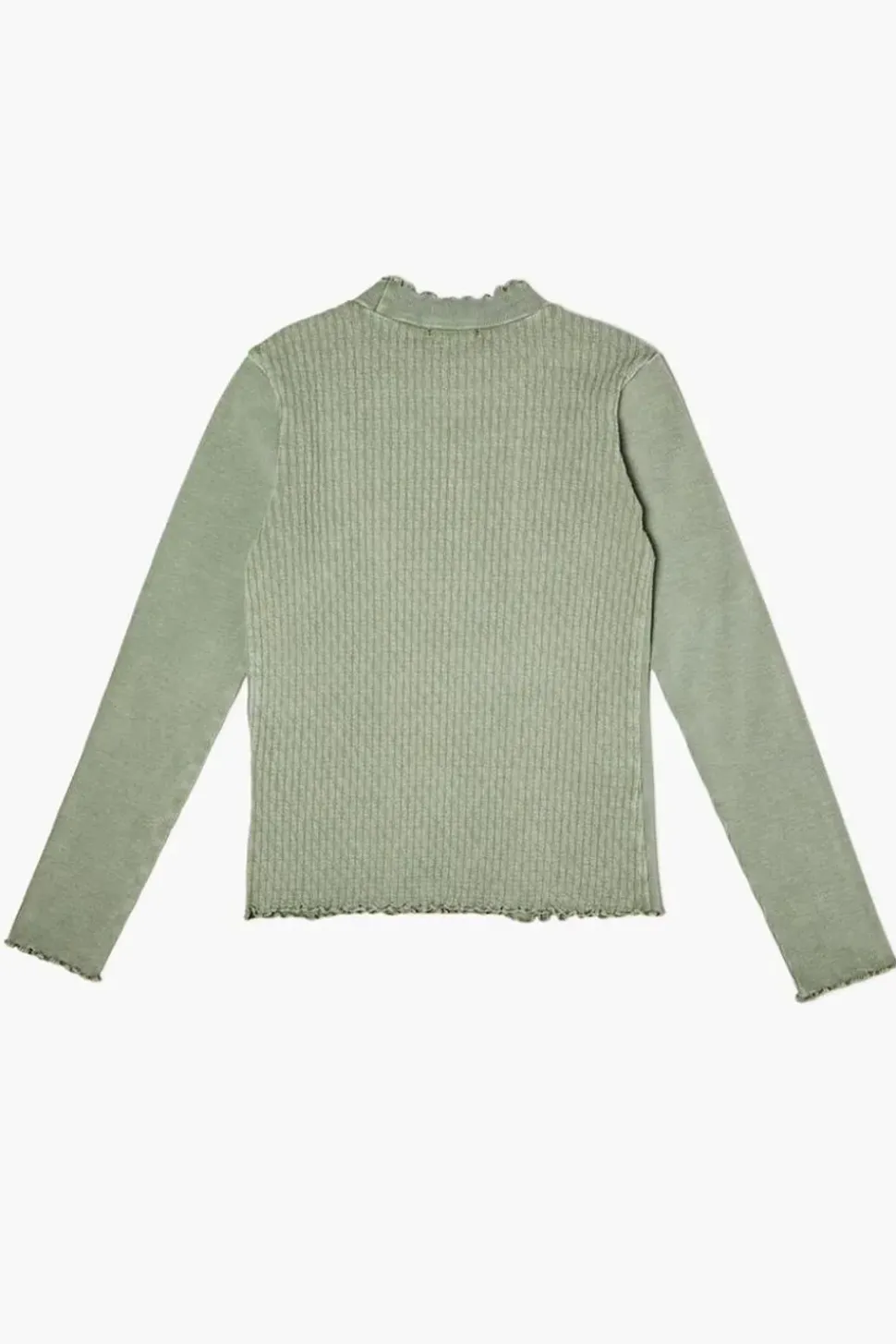 Girls Mock Neck Lettuce-Trim Top (Kids)