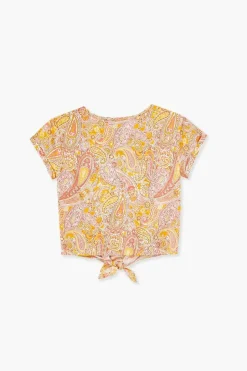 Girls Paisley Print Knotted Tee (Kids)