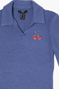 Girls Ribbed Cherry Top (Kids)