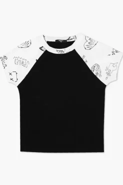 Girls Ribbed Graphic Raglan Tee (Kids)