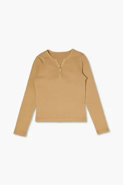 Girls Rib-Knit Henley Top (Kids)