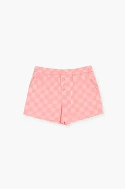 Girls Satin Checkered Shorts (Kids)