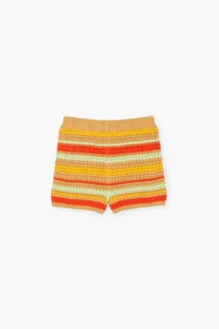 Girls Striped Crochet Shorts (Kids)