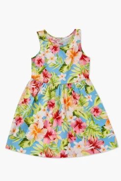 Girls Tropical Print A-Line Dress (Kids)