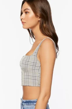 Glen Plaid Bustier Crop Top