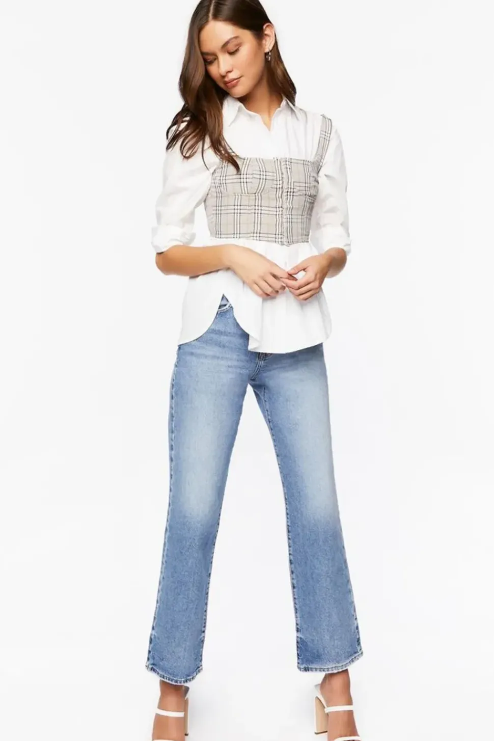 Glen Plaid Bustier Crop Top